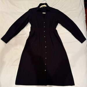 Elegant Zara Black Long Sleeve Gold Button-Down Dress